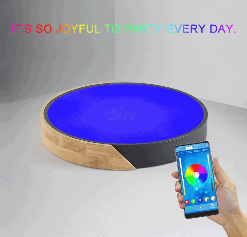 Современные светодиодные потолочные лампы RGB затемнения круглого дерева 5 см приложение дистанционное управление Bluetooth светильник спальня лампы умный потолочный светильник