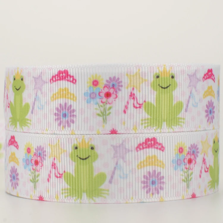 Новые продажи 50 ярдов мультфильм лягушка шаблон печати grosgrain ленты Бесплатная