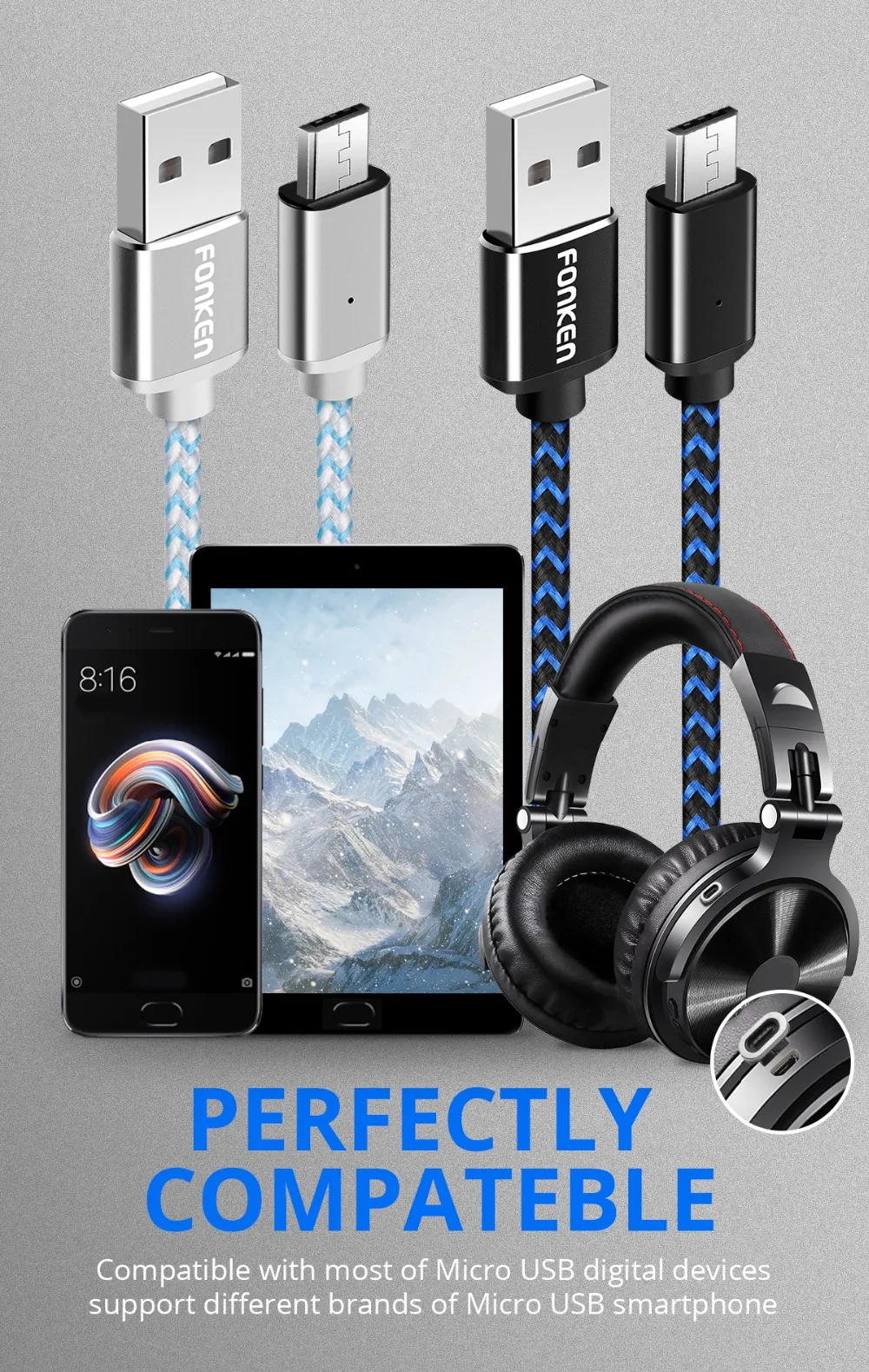 Магнитный кабель Micro USB FONKEN 3A для быстрой зарядки, кабель для телефона, быстрая зарядка, синхронизация данных, Пылезащитная заглушка, магнитные кабели для мобильных телефонов Android