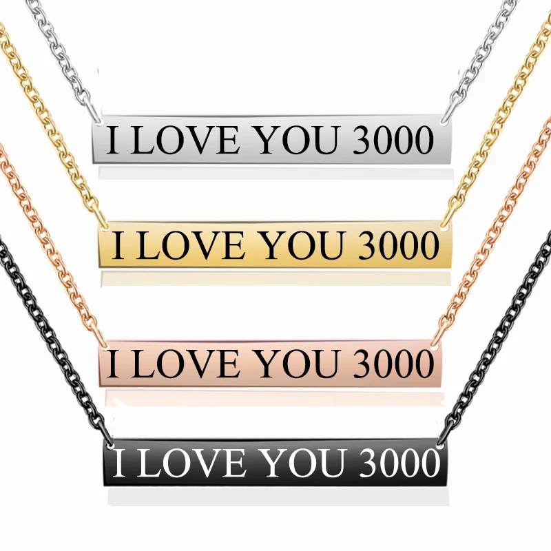 ABAICER Marvel I Love You 3000 Подвеска из нержавеющей стали ожерелья гравировка имени любовь