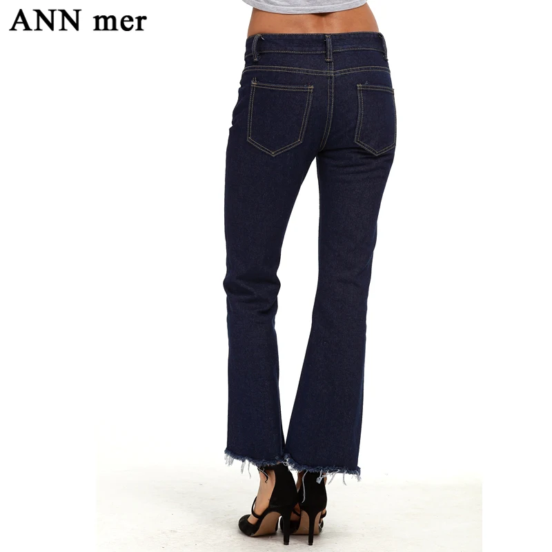 ANN mer Plus Size 5XL Slim Thin Women Denim Flare Pants Vintage Ankle-Length for Female Fashion Solid Ladies Jeans |
