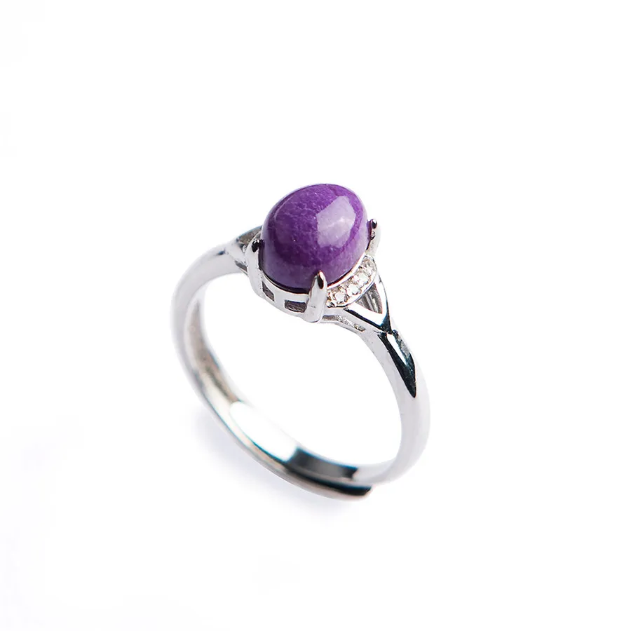 Genuine Natural Sugilite Gems Purple Crystal Stone Adjustable Size Women Anniversary Ring 8*6mm