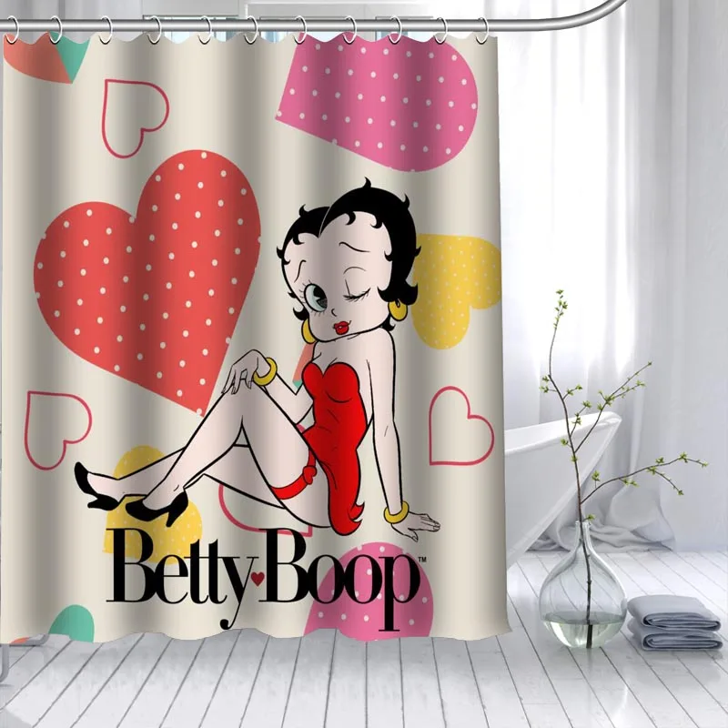 ShunQian Betty Boop горячая Распродажа душ Шторы полиэстер ткань 12 Крючки для Ванная