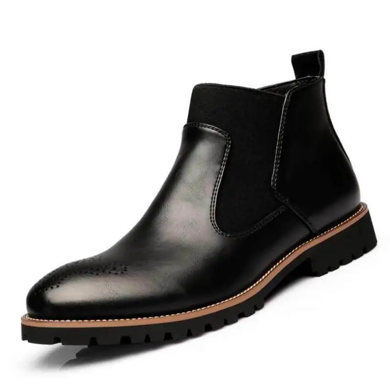 DADIJIER Spring/Winter Fur Men's Chelsea Boots British Style Fashion Ankle Brogues Soft Leather Casual Shoes Wyq157 | Обувь