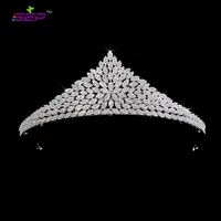 classic full 5a cz cubic zirconia wedding bridal tiara crown girl hair jewelry accessories rhinestone crystals tiaras s16237