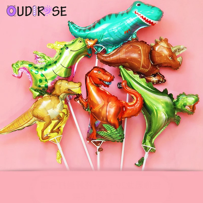 OUDIROSE 1 Pcs Dinosaur Balloons Walking Round Foil Cartoon Dragon Happy Birthday Party Decor Kids Toys | Дом и сад