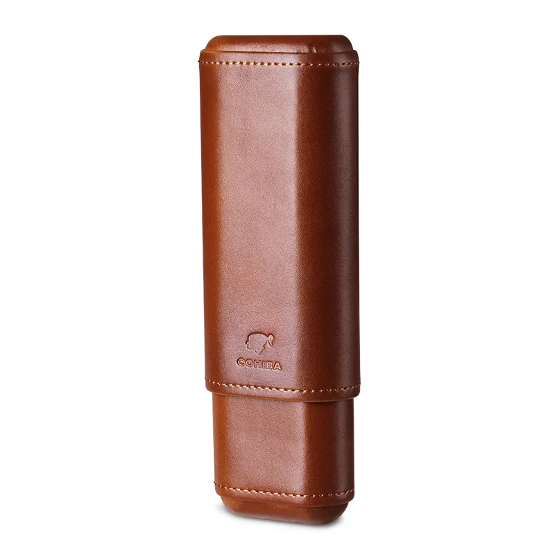 Чехол для сигар CIGARLOONG, портативный чехол из коровьей кожи, кедра, дерева, увлажняющий чехол для сигар, чехол для сигар, можно хранить 2 палочки, CLH-0056