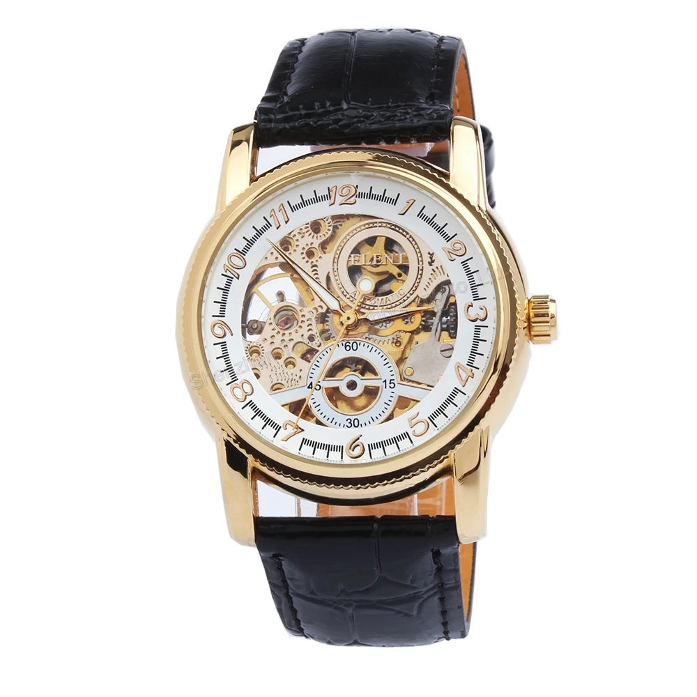 Часы FLENT мужские автоматические с автоподзаводом наручные часы золотые и