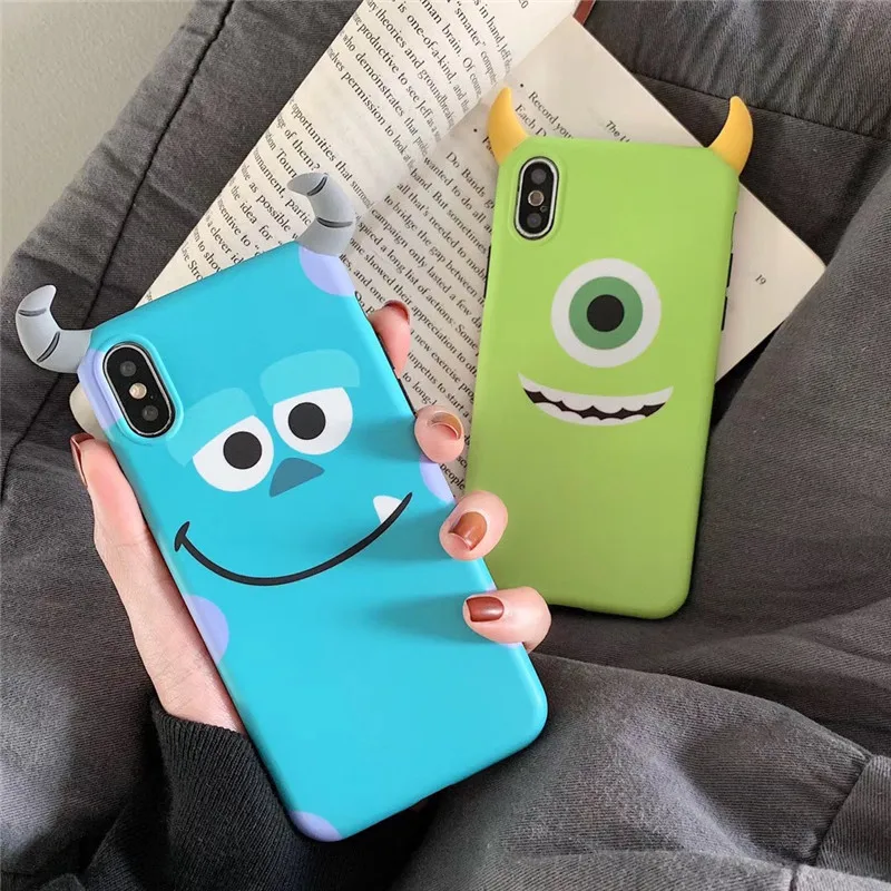 Милый 3D Университет монстров мультфильм ухо чехол для телефона для iPhone 6 6s 7 8 plus X XS XR XS MAX задняя крышка классный Корпус противоударный