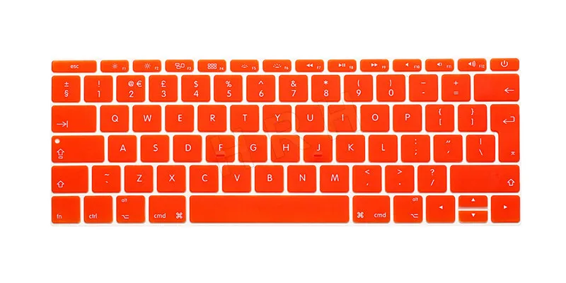 Orange HRH EU/британский английский силиконовый чехол для клавиатуры для Mac New Pro 1" A1708(версия без сенсорной панели) и для Macbook 12" A1534 - Цвет: Orange