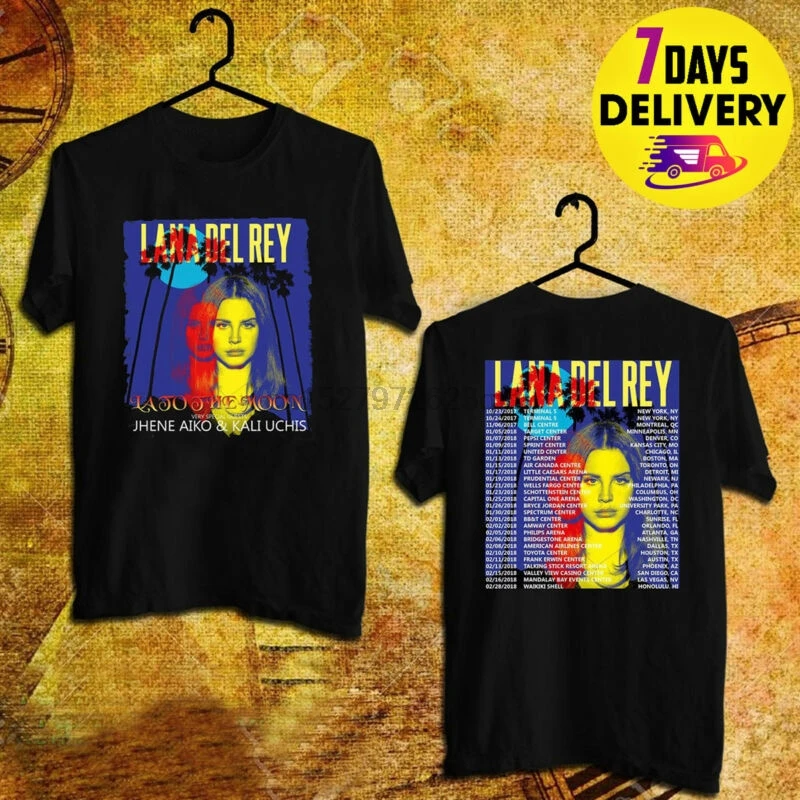 LANA DEL REY/черная футболка с надписью Laju The Moon Merch Music World|Мужские футболки| |