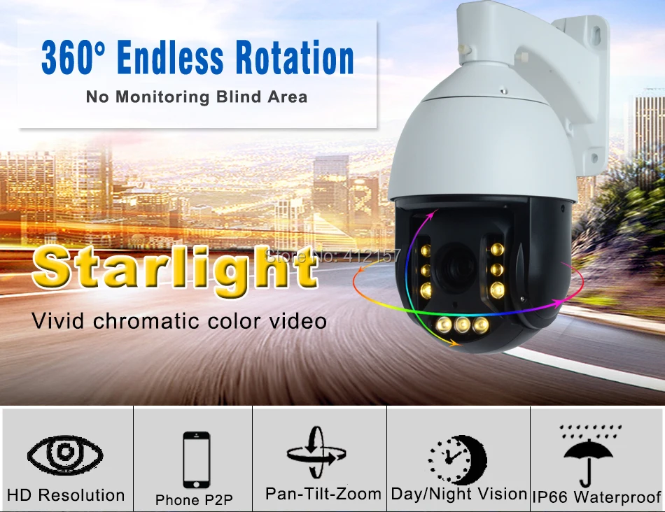 Открытый 2MP 5MP Starlight IP PTZ камера 30X ZOOM 1080P настоящий цвет звездный свет ночного видения теплый светодиодный хроматический видео onvif IR 100 м