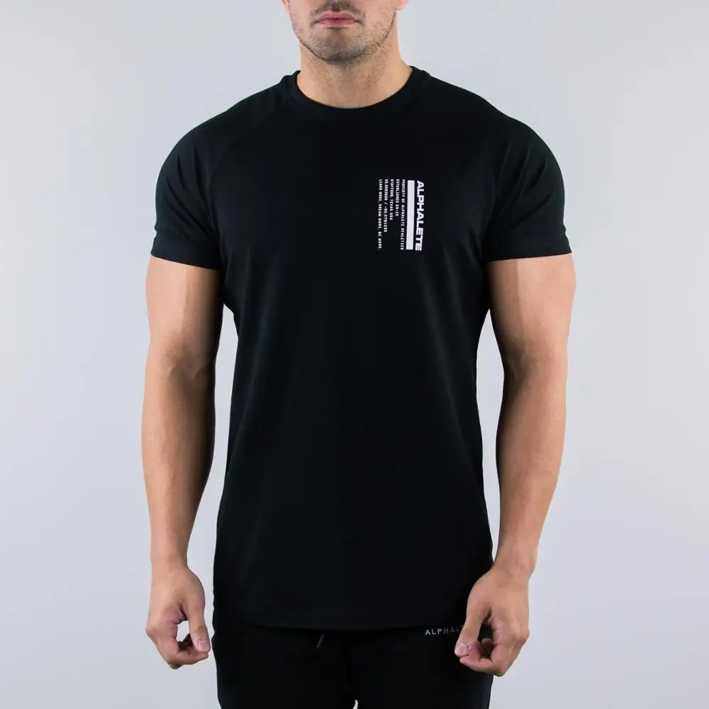 Новинка, летние модные мужские футболки ALPHALETE, Повседневная футболка с короткими рукавами, модная мужская одежда, повседневный облегающий Фитнес-топ