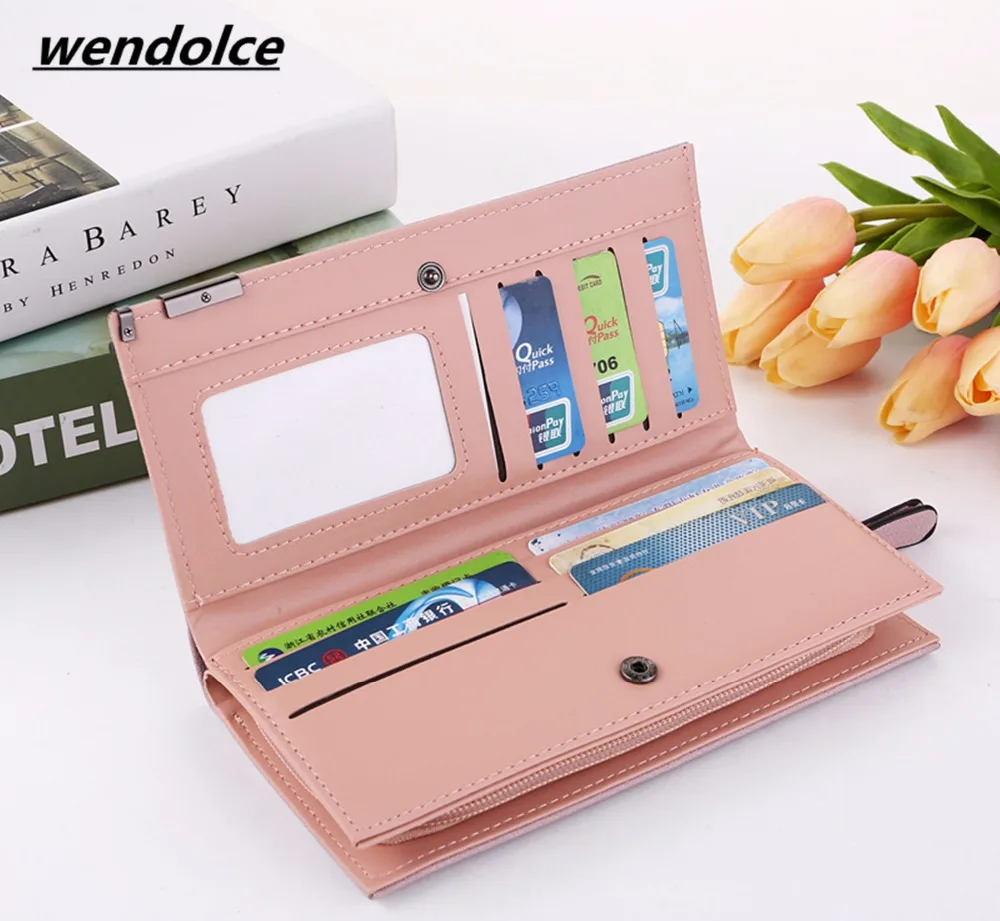 Женский кошелек из нубука длинный клатч Дамский Portomonee Rfid роскошный бренд сумка