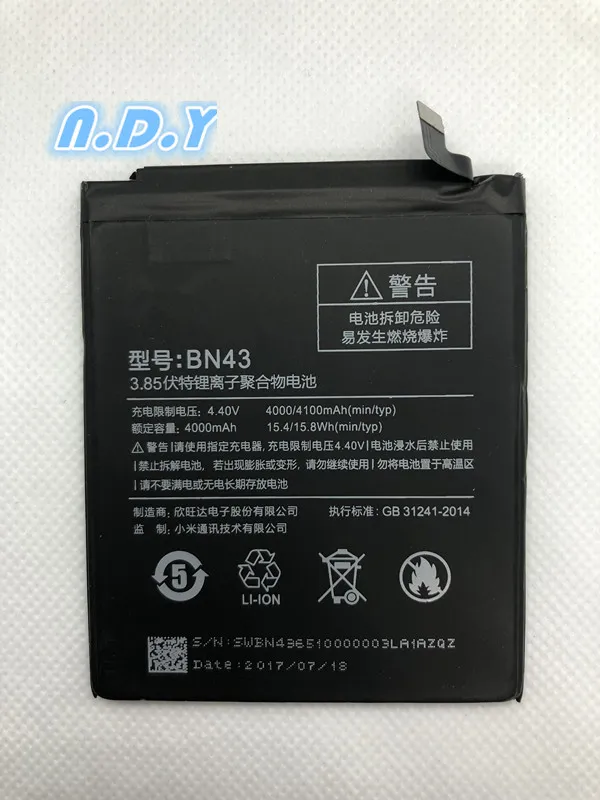 Для Xiaomi Redmi Note 4X4 X аккумулятор 4000/4100mAh BN43 | Мобильные телефоны и аксессуары