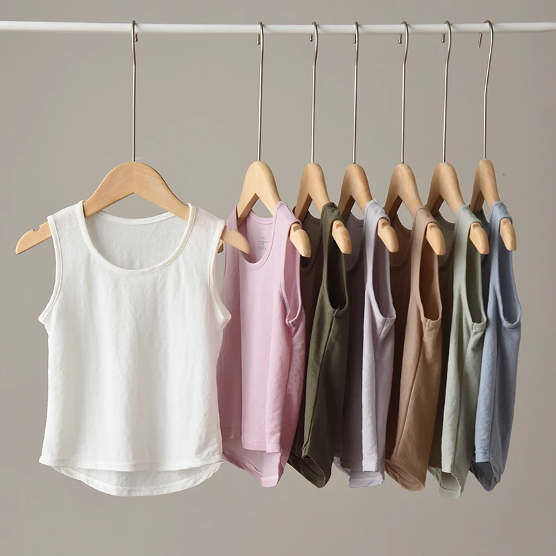 

Kids Underwear Girls Boys Tanks Tops Summer Vest Tee Candy Color Thin Children Undershirt Sleeveless T shirt BC634