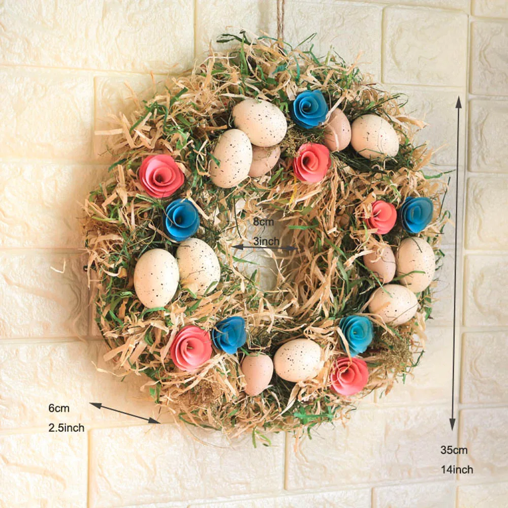 14 дюймов дверь искусственные яйца пасхальный декор натуральная соломенная трава