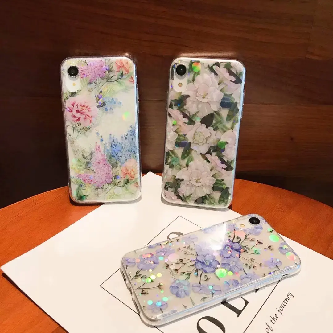 Для Apple iphone XS MAX X XR Чехол Мягкий ТПУ прозрачные Цветы Тонкий защитный чехол для 5 SE