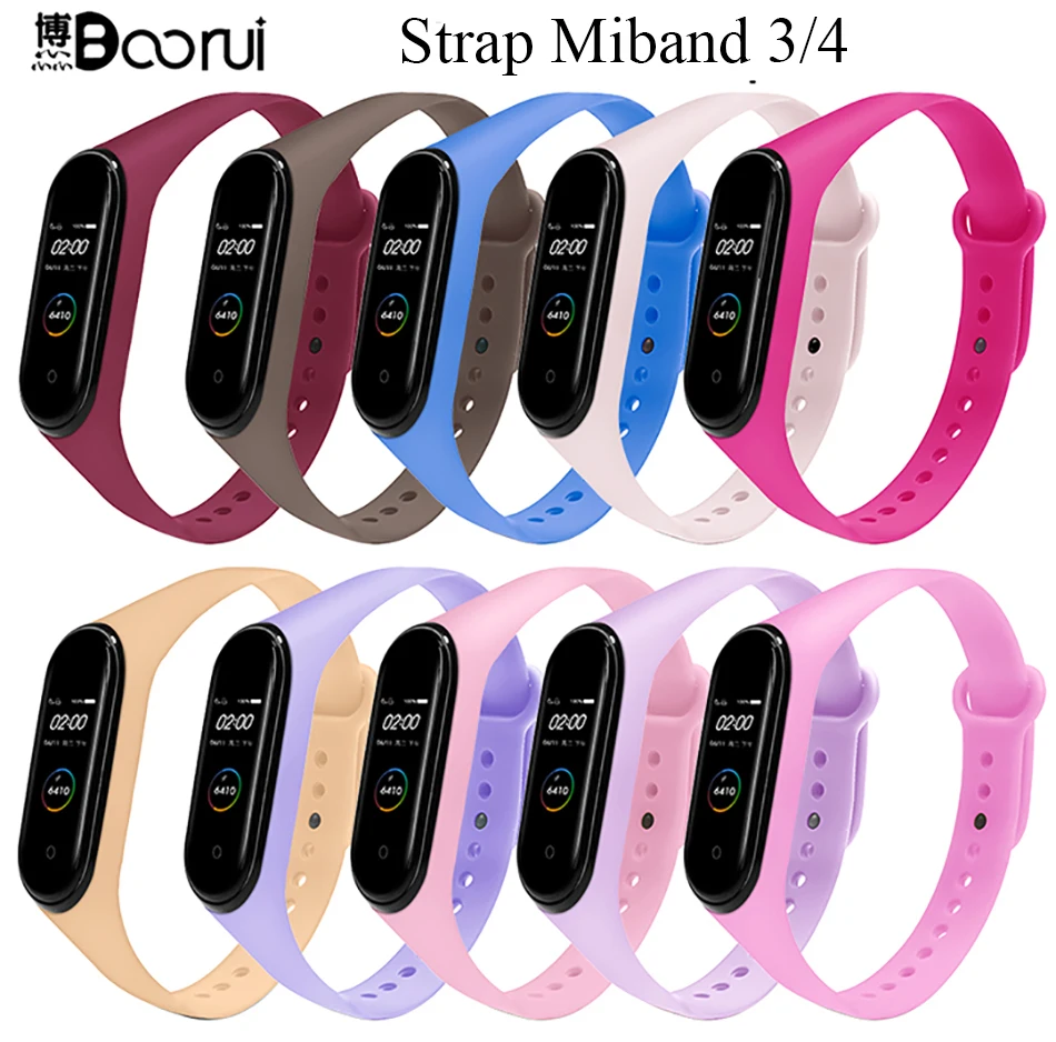 BOORUI mi band 4 ремешка модный новейший mi band 3 ремешок силиконовый водонепроницаемый ремешок Замена для xiaomi mi band 3 4 band