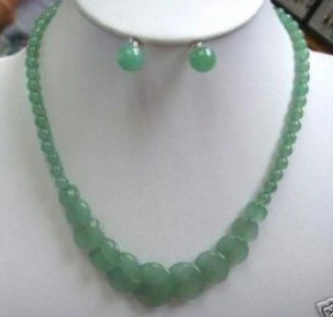 Красивый китайский зеленый нефрит ожерелье серьги набор Бесплатная доставка PNS107