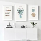 Скандинавский декор, зеленое растение, холст, живопись, перо, стена, искусственное кольцо, декоративное изображение для гостиной