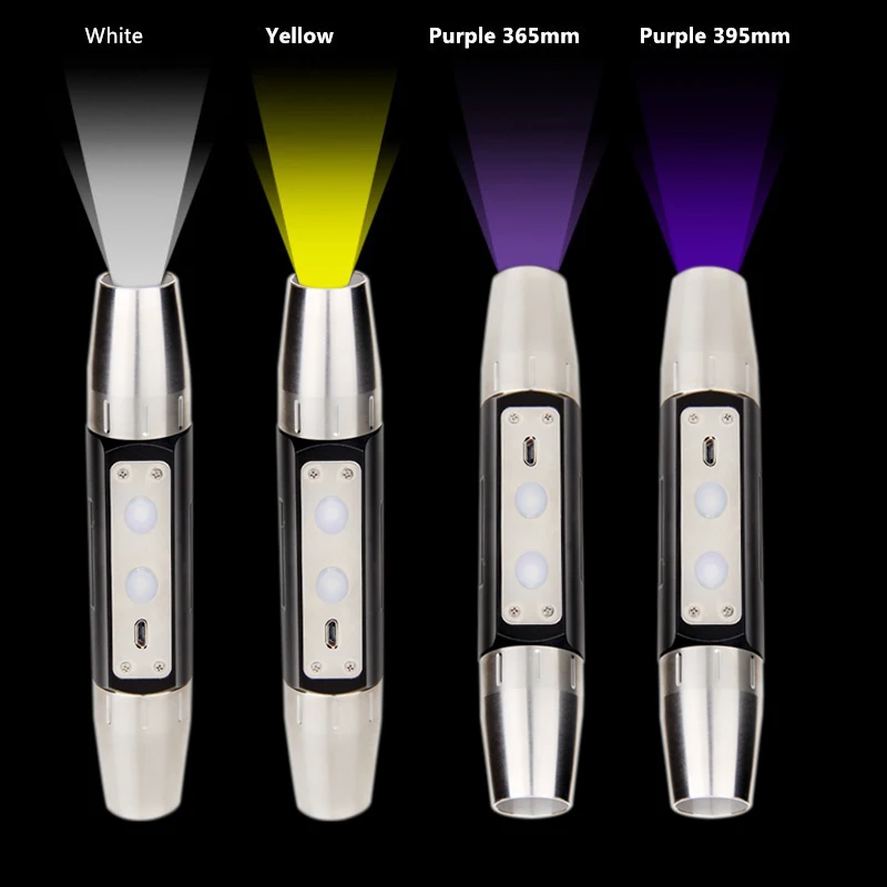 UV Led Flashlight 395nm 365nm Ultra Violets Ultraviolet Lanterna 4 lights Invisible Torch Pet Stains Hunting Marker Jade Checker
