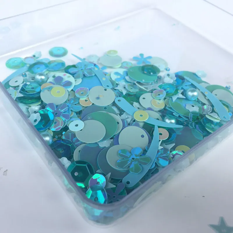Sequins lack blue Qlcrystal 10g/bags mixed pearl beads flat round pvc loose sequins,sewing craft,glass seed beads - Цвет: Sequins lack blue