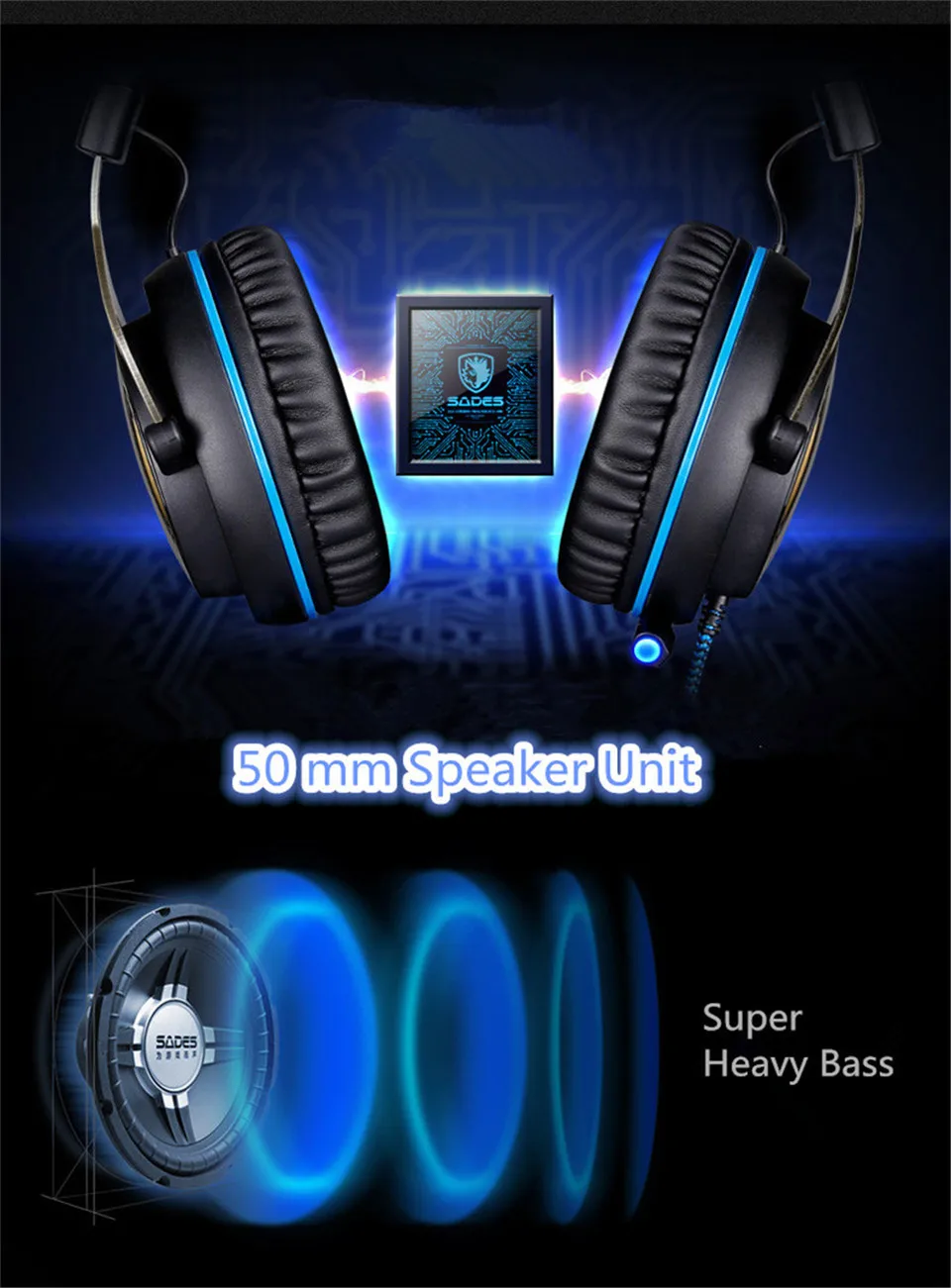 SADES R12 USB игровая гарнитура наушники виртуальной 7,1 канала с микрофоном светодиодный светильник для ПК ноутбука геймера