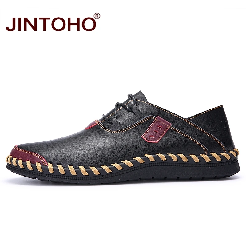 Туфли JINTOHO мужские кожаные натуральная кожа Повседневная модная обувь черные 2018 |