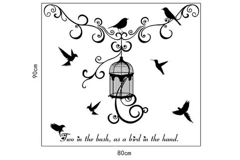 1 шт. 50*70 см Black Bird Cage стикер украшения для дома Декор комнаты DIY наклейки на стены