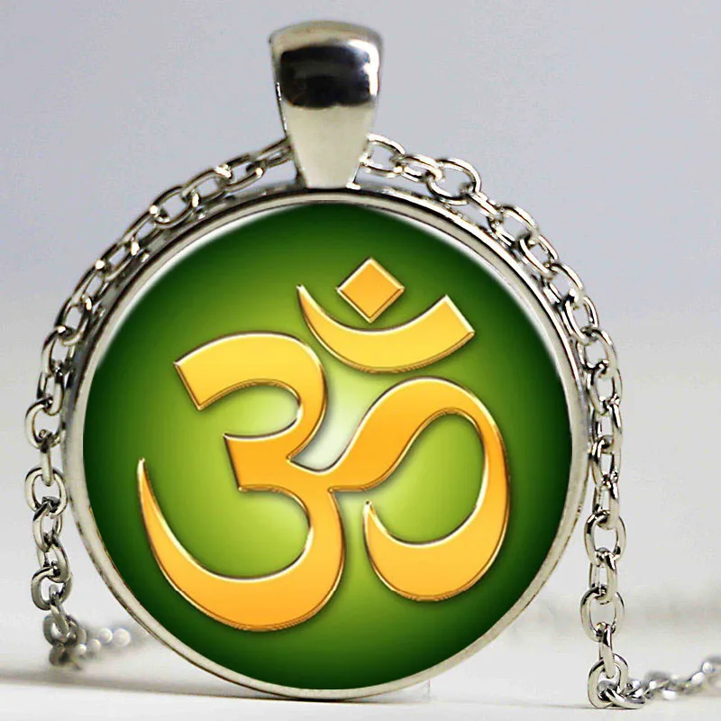 OM Namaste модное ожерелье с подвеской для йоги стеклянный кабошон винтажные