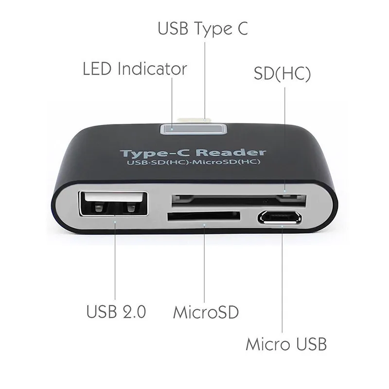 Baolyda алюминиевый Micro USB кардридер Type C 4в1 OTG/TF/SD Смарт мини адаптер USB/Micro порт для