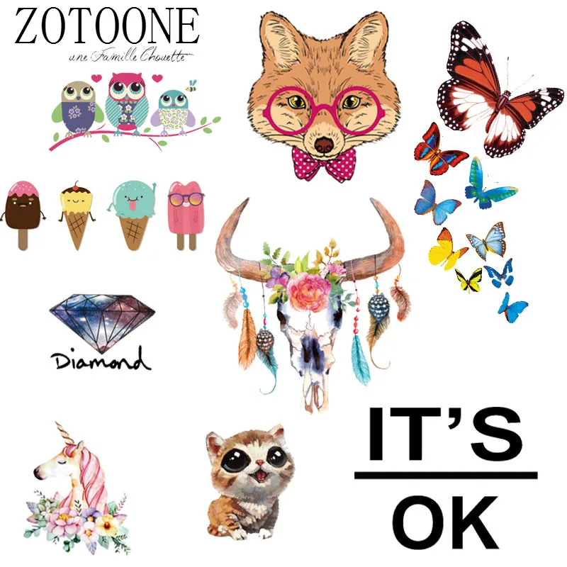 ZOTOONE Custom Owl Unicorn Patch Thermal Iron On Transfer Sticker Vinyl Hot Heat Transfers For Clothes T shirt Fabric Applique | Дом и сад