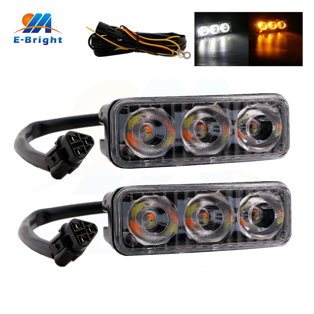 2 шт. 9W 12V белый/янтарный DRL светодиодные лампы дневного Светильник Спот