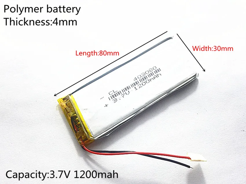 

3.7V 1200mAh 403080 Lithium Polymer Li-Po li ion Rechargeable Battery cells For Mp3 MP4 MP5 GPS PSP mobile bluetooth