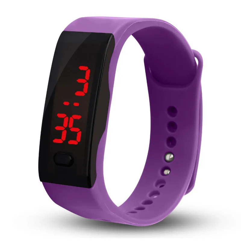 Reloj Nina, новинка, детские часы, светодиодный, цифровые, спортивные часы для мальчиков, девочек, мужчин, женщин, электронные часы, браслет, наручные часы для детей, horloge - Цвет: Фиолетовый