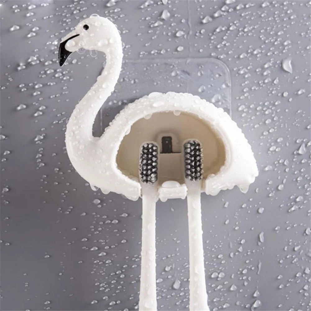 1pc Cute Animal Flamingo Toothbrush Hanger Trace-free Storage Rack Bathroom Holder Shelf Supplies Hot | Дом и сад