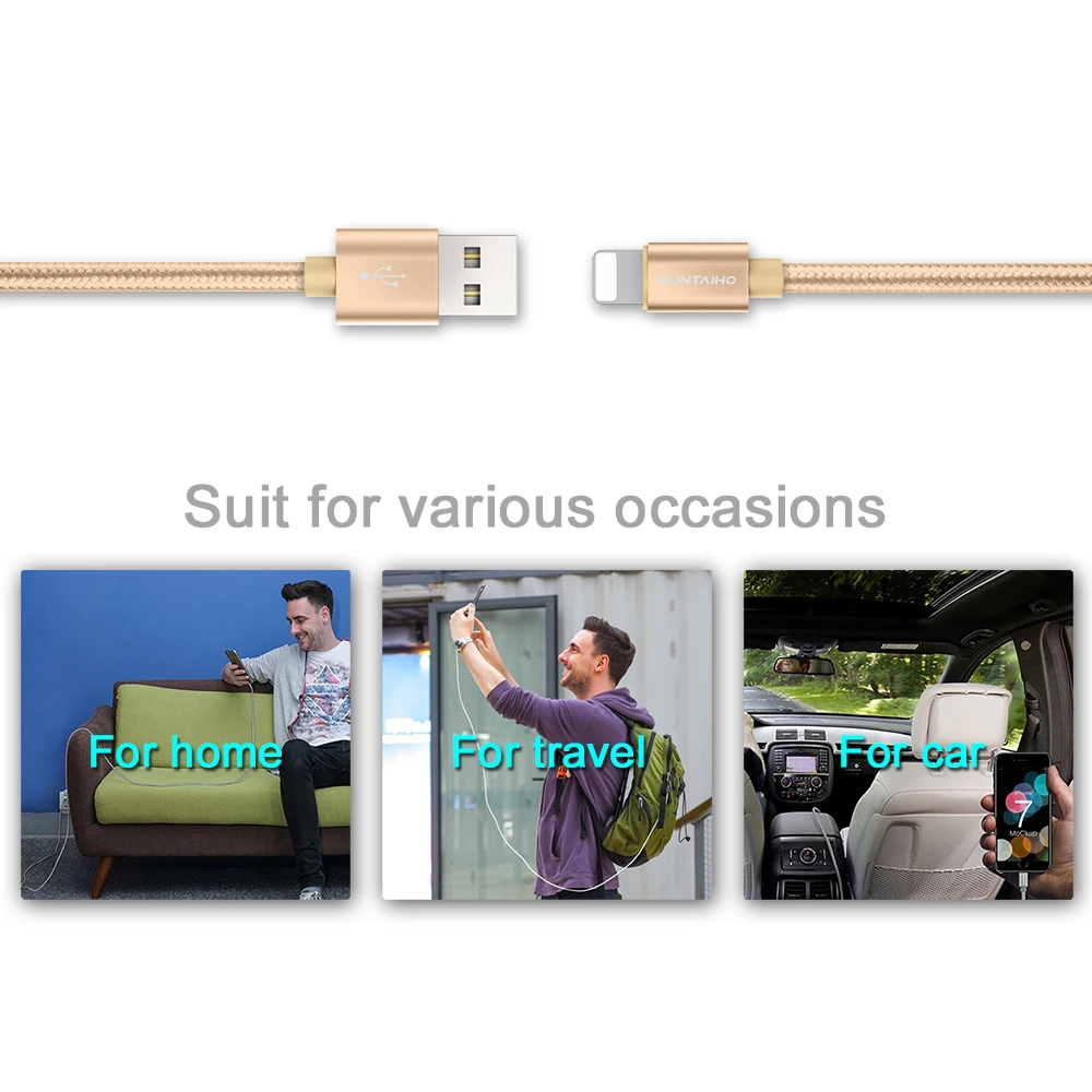 USB кабель для iPhone X USB кабель [3-Pack] 1 м/2 м/3 м, Suntaiho нейлоновый USB кабель 5 в 2,1 кабель для быстрой зарядки для iPhone 8 7 6 5 S Plus
