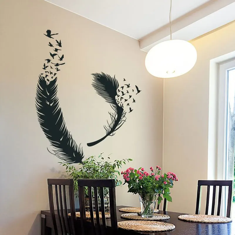 Feathers And Geese Wall Sticker for Living Room Home Decor Vinyl Decals Bedroom Sweet Poster Stickers Murals TA771 | Дом и сад