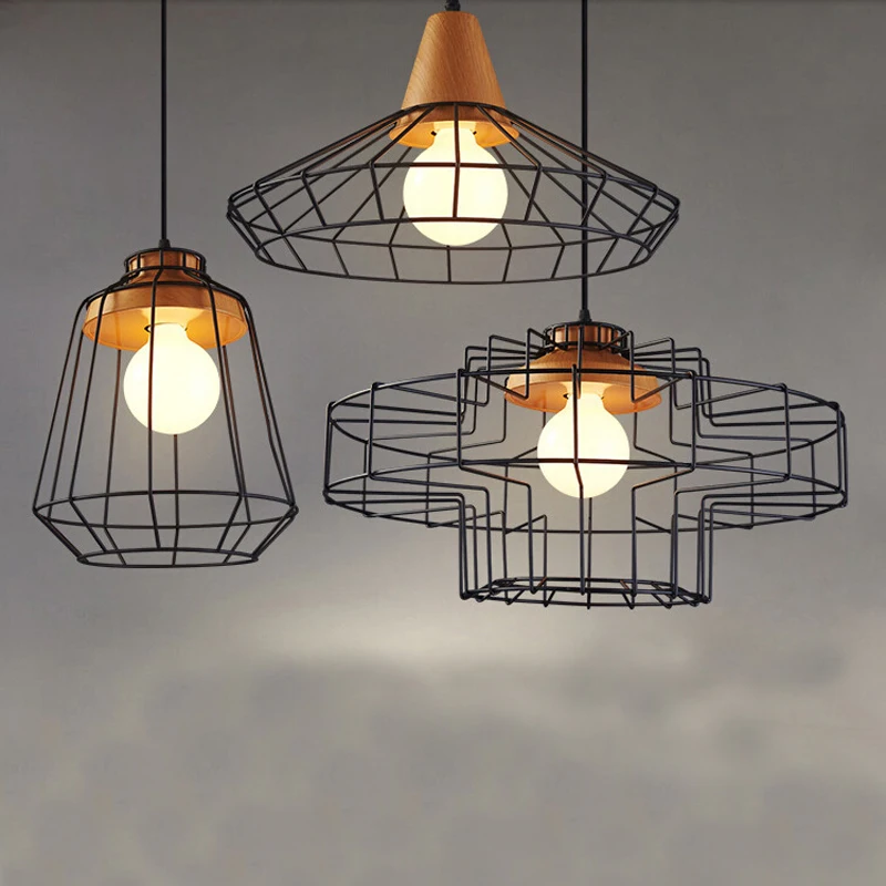 Скандинавские винтажные кованые железные люстры красочные металлические клетки