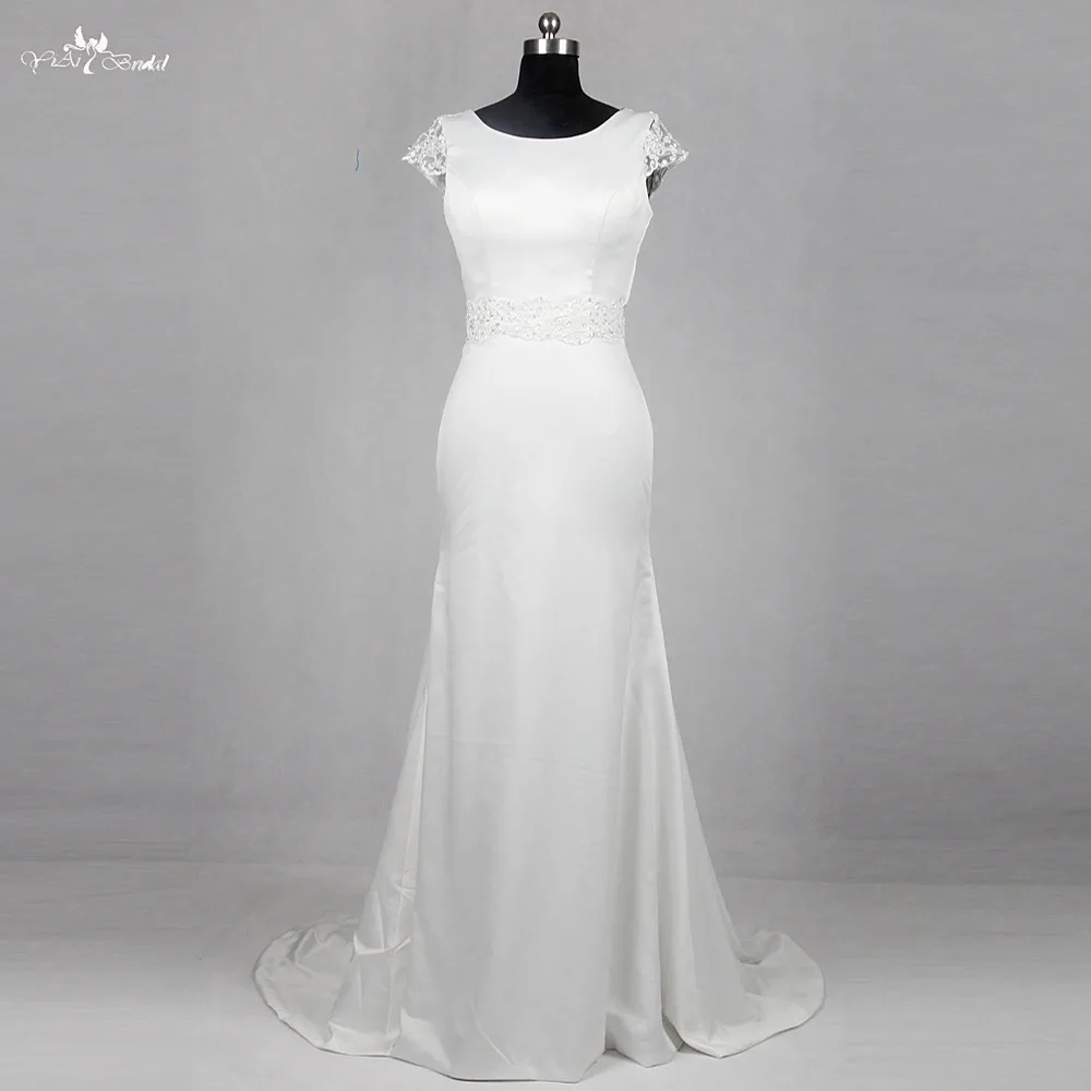 RSW1182 свадебное платье футляр с вырезом лодочкой и v образным на спине Vestido De Noiva