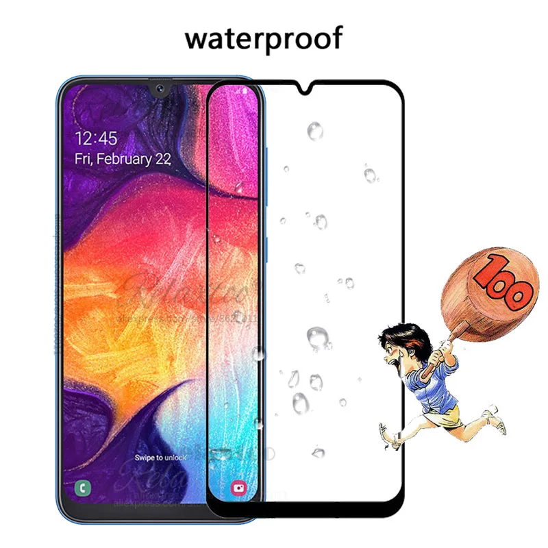 Full Cover Tempered Glass For Samsung Galaxy A50 A505F Protective Film glass on the A 50 SM Protection 9h|Защитные стёкла и