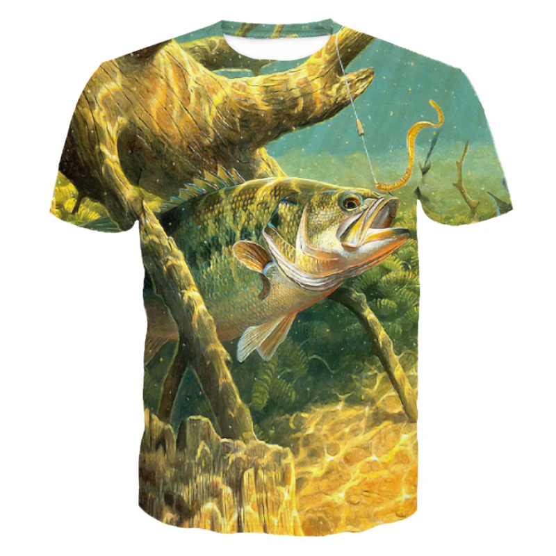 Футболка в стиле Харадзюку с принтом рыбы и хобби 2018 3D Печатный дизайн полным 5XL |