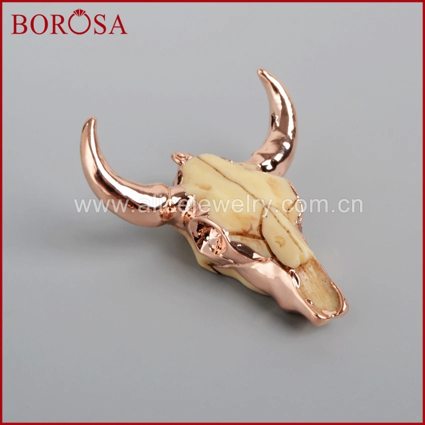 BOROSA 5 шт. розовое золото Longhorn Смола Рог подвески для крупного рогатого скота с