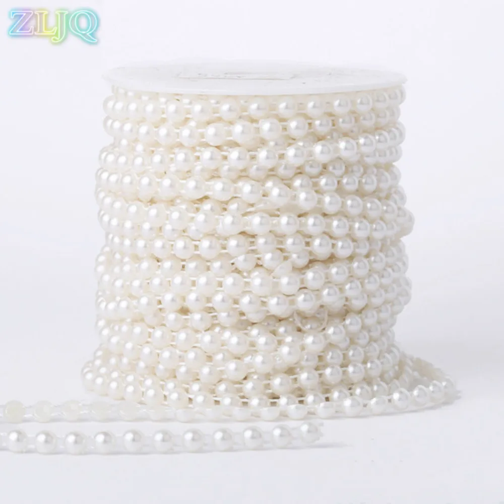 ZLJQ 25m Wedding Pearl Roll Garland 6mm Beads DIY Flowers Birthday Party Decoration Christmas Festival Event Supplies Gift 7D | Дом и сад