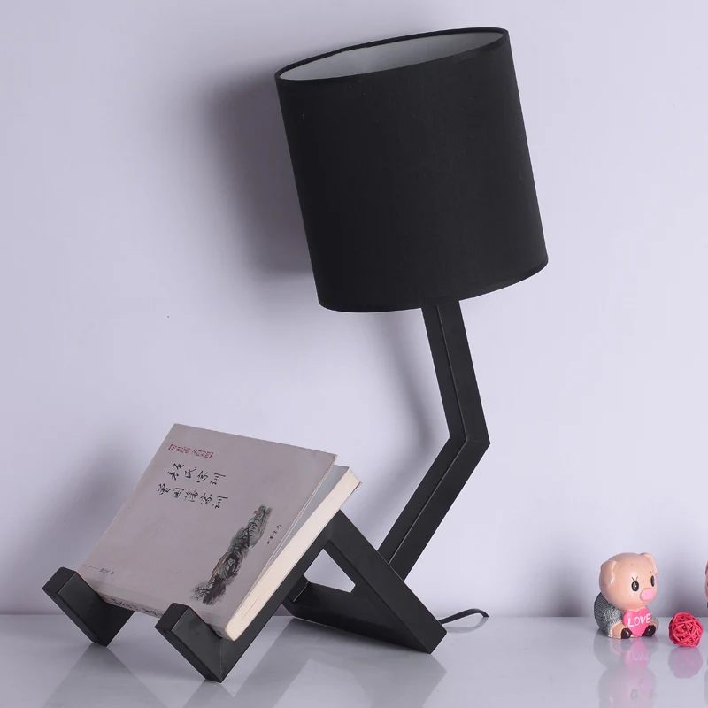 Современный простой тканевый абажур железная настольная лампа прикроватная
