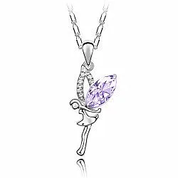 Korea Cat Eyes Crystal Valentine's Day Angel Necklace 2012 most popular fashion classical crystal Free shipping 12pcs/lot|necklace orchid|necklace