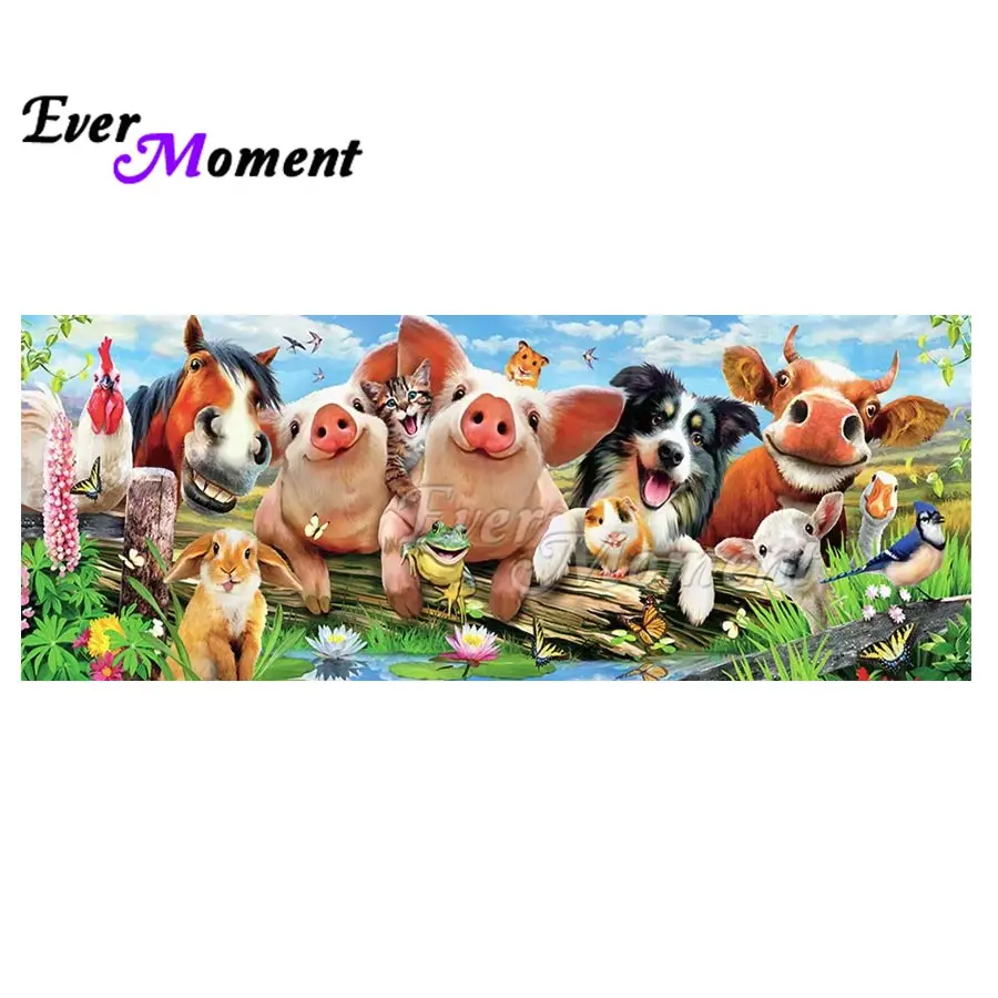 Ever Moment DIY Алмазная вышивка крестиком животное селфи Алмазная мозаика 5D Happy Anmial семейная длинная картина ASF1042