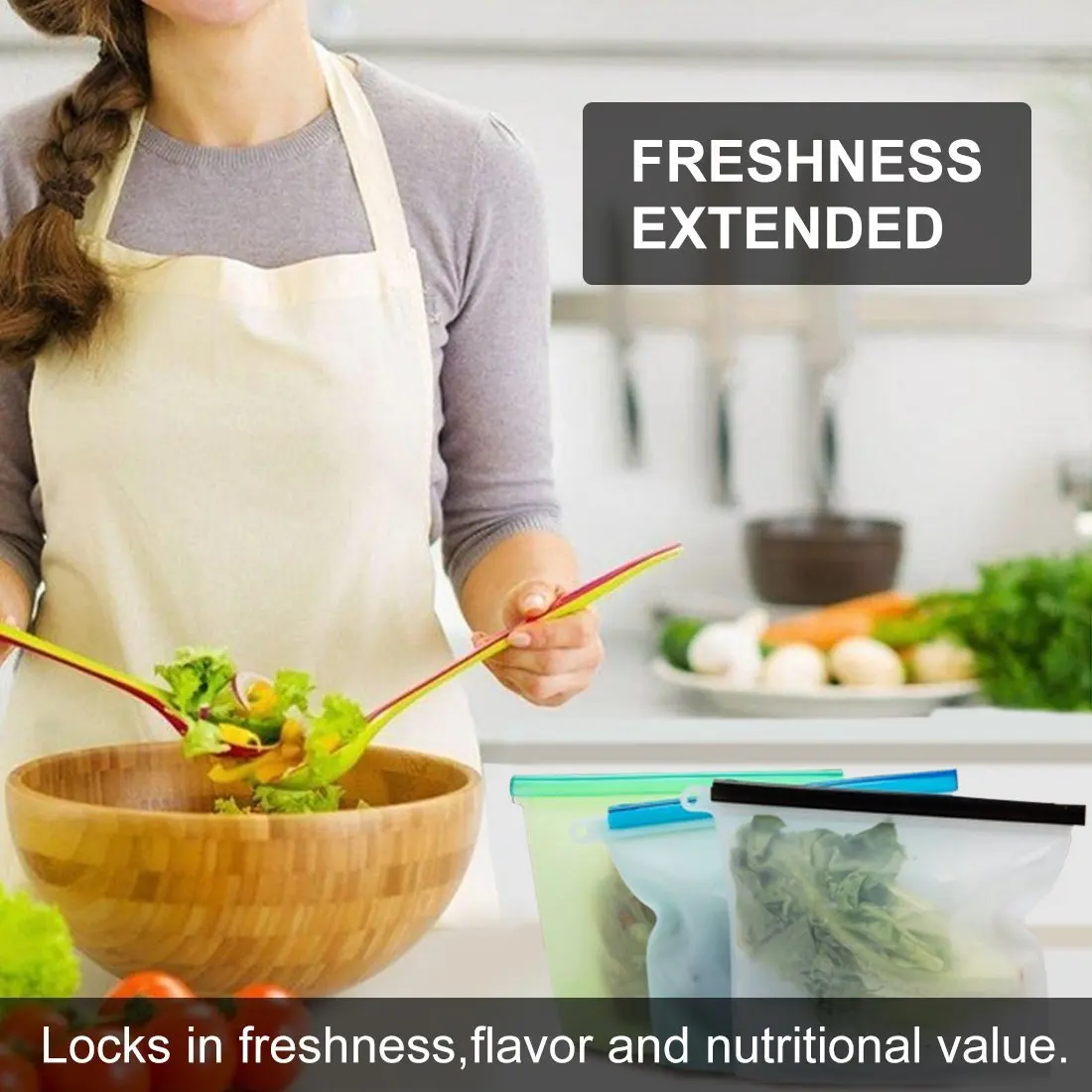 1000 мл Пищевая силиконовая Герметичная сумка для хранения пищевых продуктов