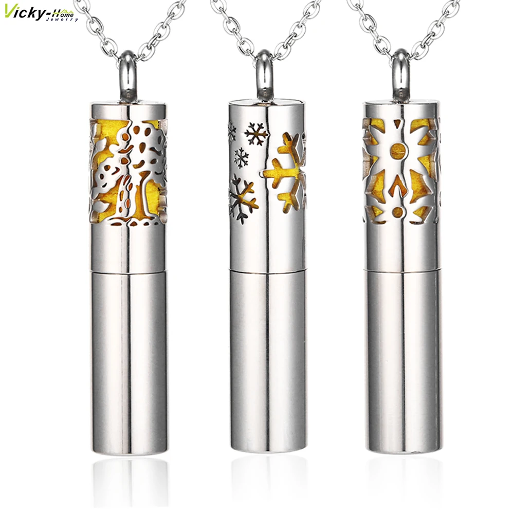 

Essential Oil Container Pendant Necklace 316L Stainless Steel Diffuser Aromatherapy Locket Jewelry Free Chain Anxiety Whistle